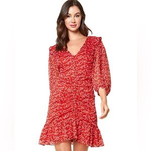 Sugar Lips Cleo Floral Print Ruched Ruffle Dress. NWT!